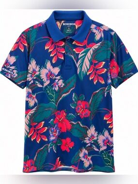 Bonobos Golf Tropical Floral Performance Polo Shirt Men’s Large Slim Fit